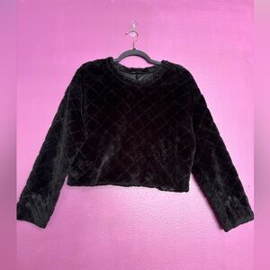Zara Black Quilted Faux Fur Sweater